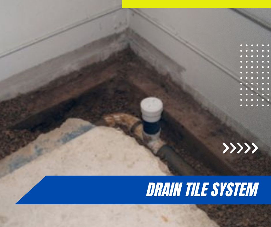 Drain tile system, French drain, perimeter drain, water damage, moisture-related problems